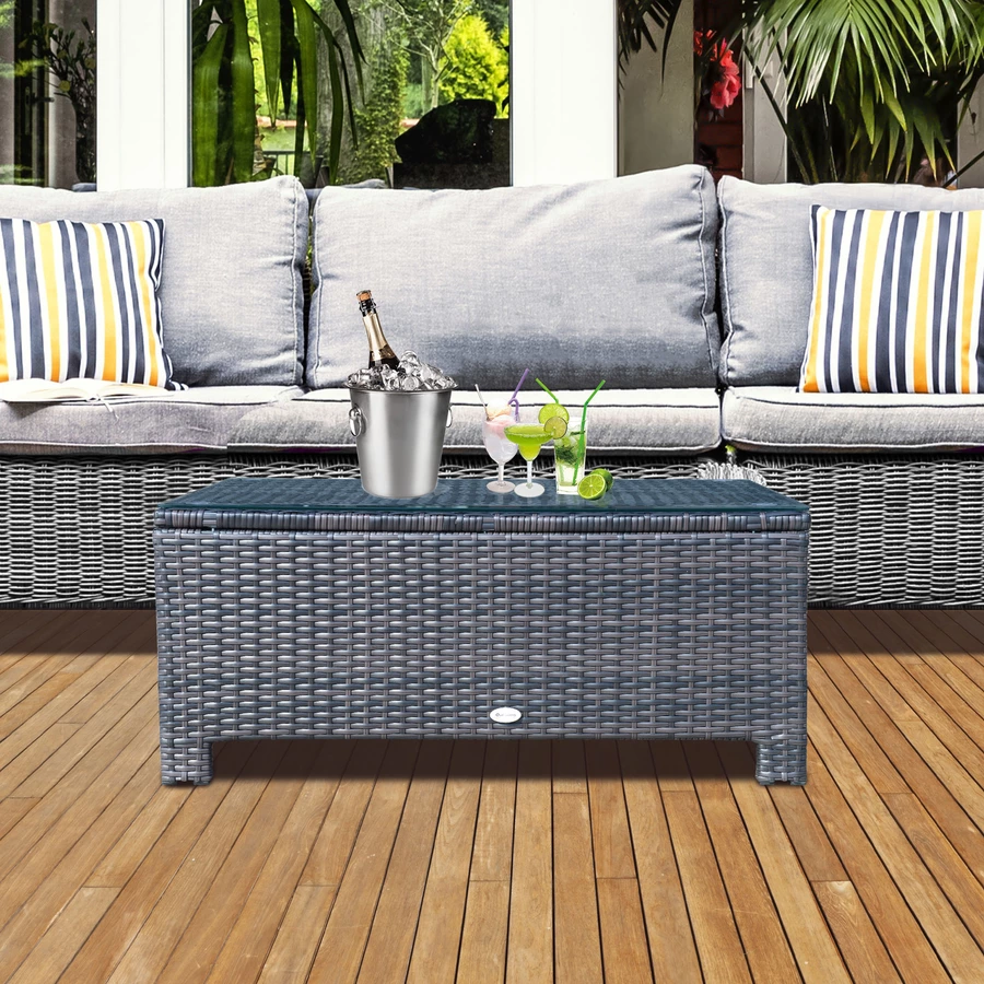 Outsunny Rattan Beistelltisch braun
