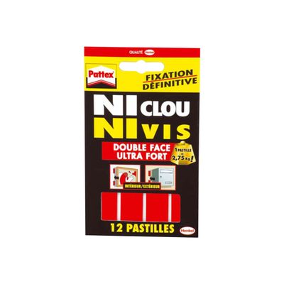Pattex NI CLOU NI VIS - 12 pastilles adhésives - transparentes