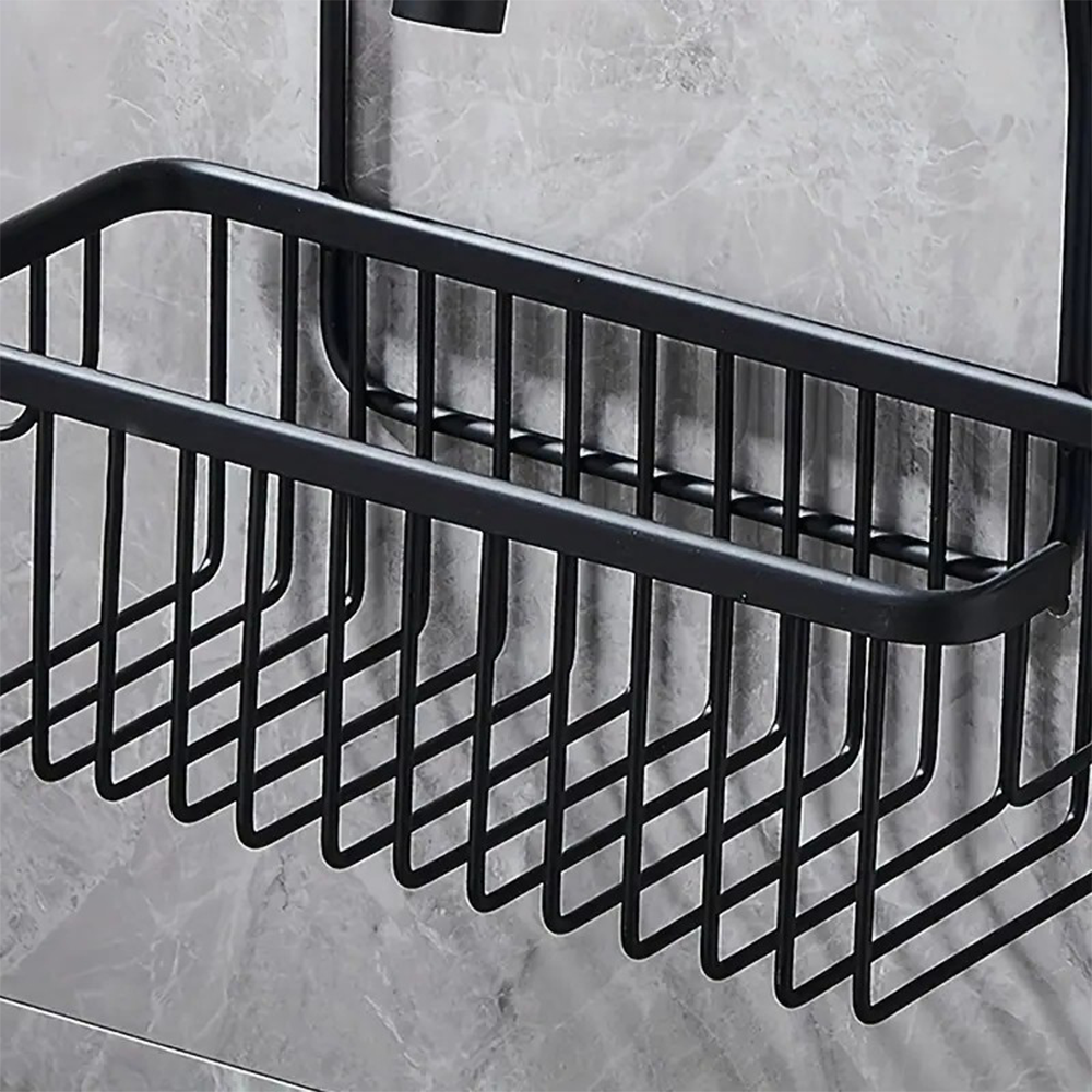 (31x38cm) Aluminium Hänge Duschregal Badezimmer Dusch Ablage Korb Halterung zum Einhängen - Schwarz