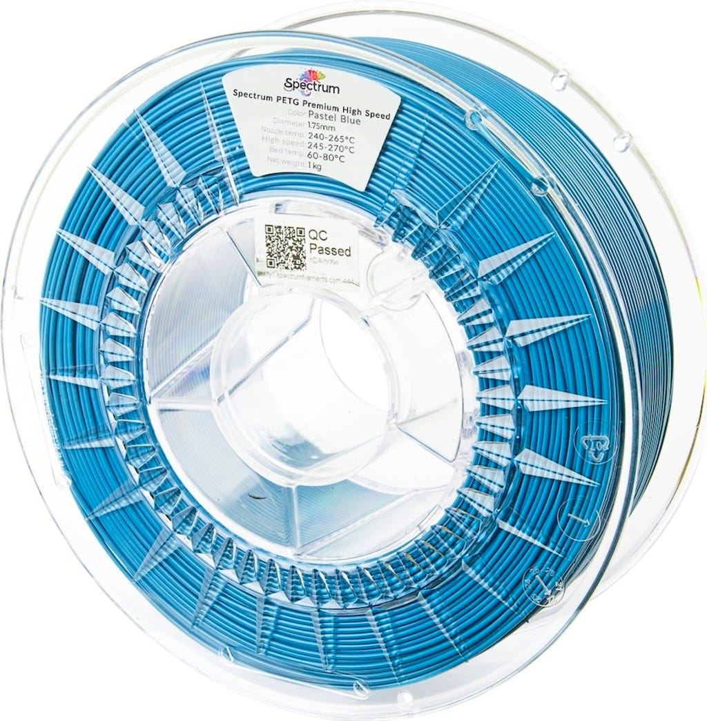 Spectrum  PETG Premium High Speed Pastel Blue, 1,75 mm / 1000 g    Der Turbo für den 3D Druck in Pastel Blue