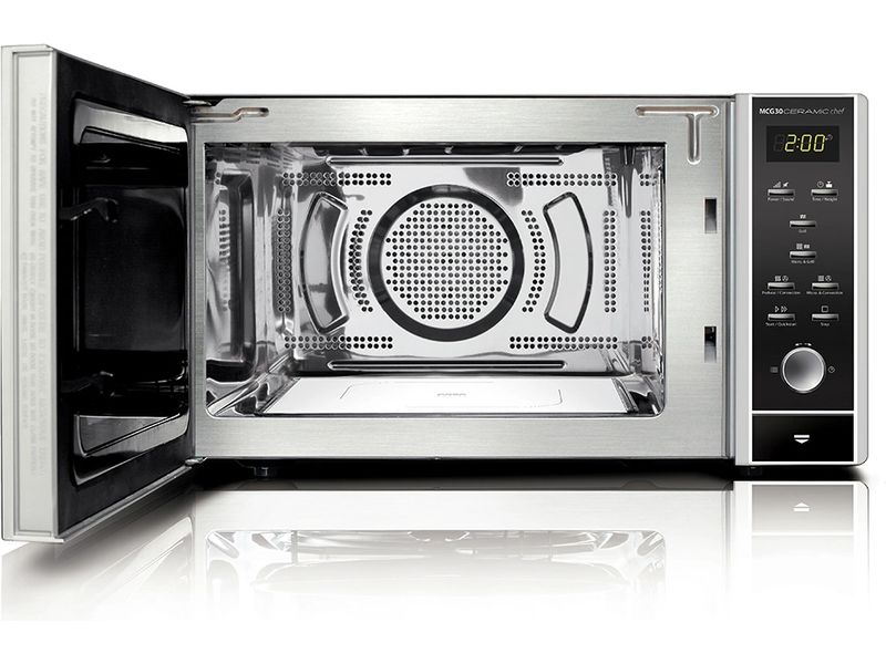 Caso Mikrowelle MCG30 Ceramic Chef Schwarz Design-Mikrowelle mit Heissluft und Grill