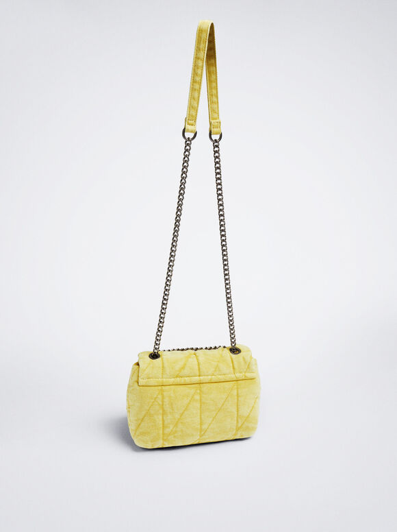 Bolsa de ombro em jeans - Amarela