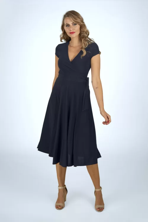 Vintage Chic for Topvintage Layla cross over jurk in marineblauw