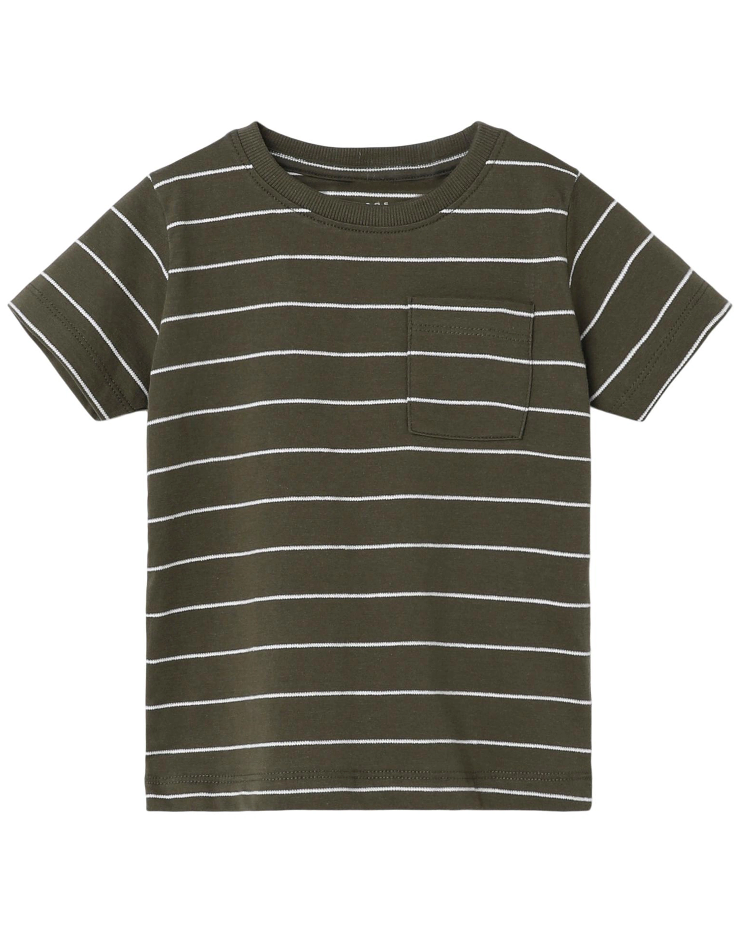 T-Shirt NMMVES gestreift in olive night