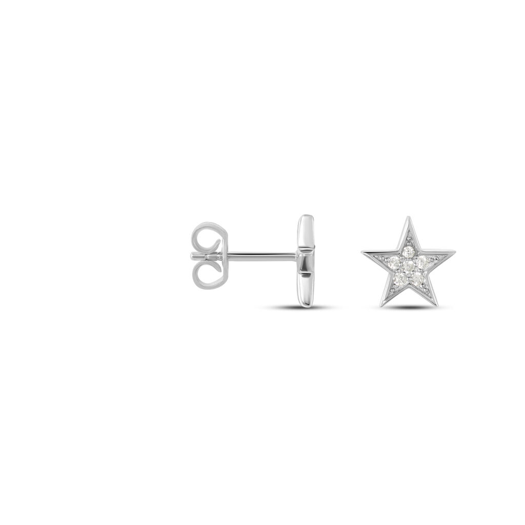 Boucles D'oreilles Puces Argent Blanc Katou Oxydes De Zirconium