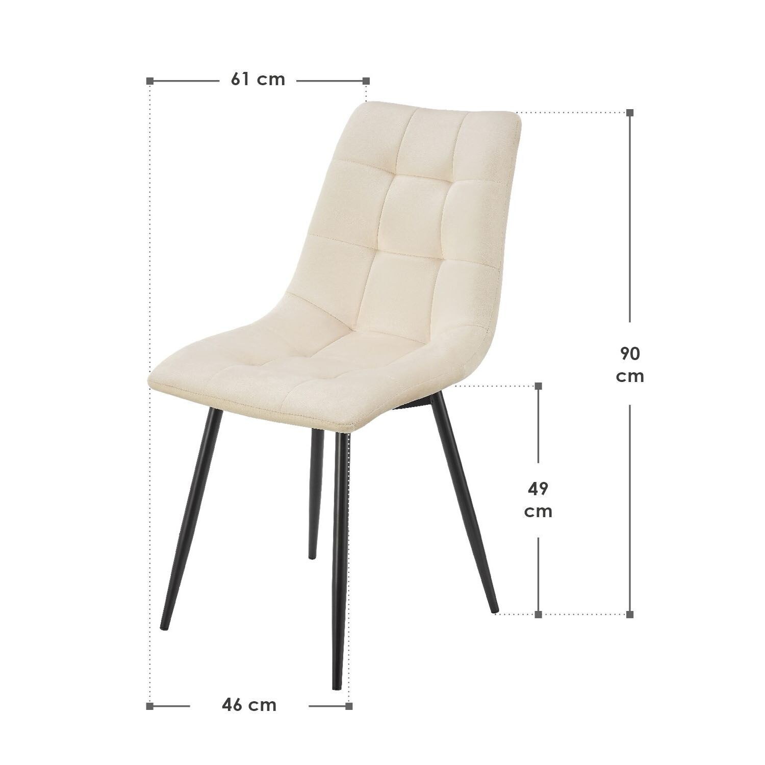 Juskys Esszimmerstühle Blanca 2er Set - Samt Stühle gepolstert - Stuhl Esszimmer & Küche Beige