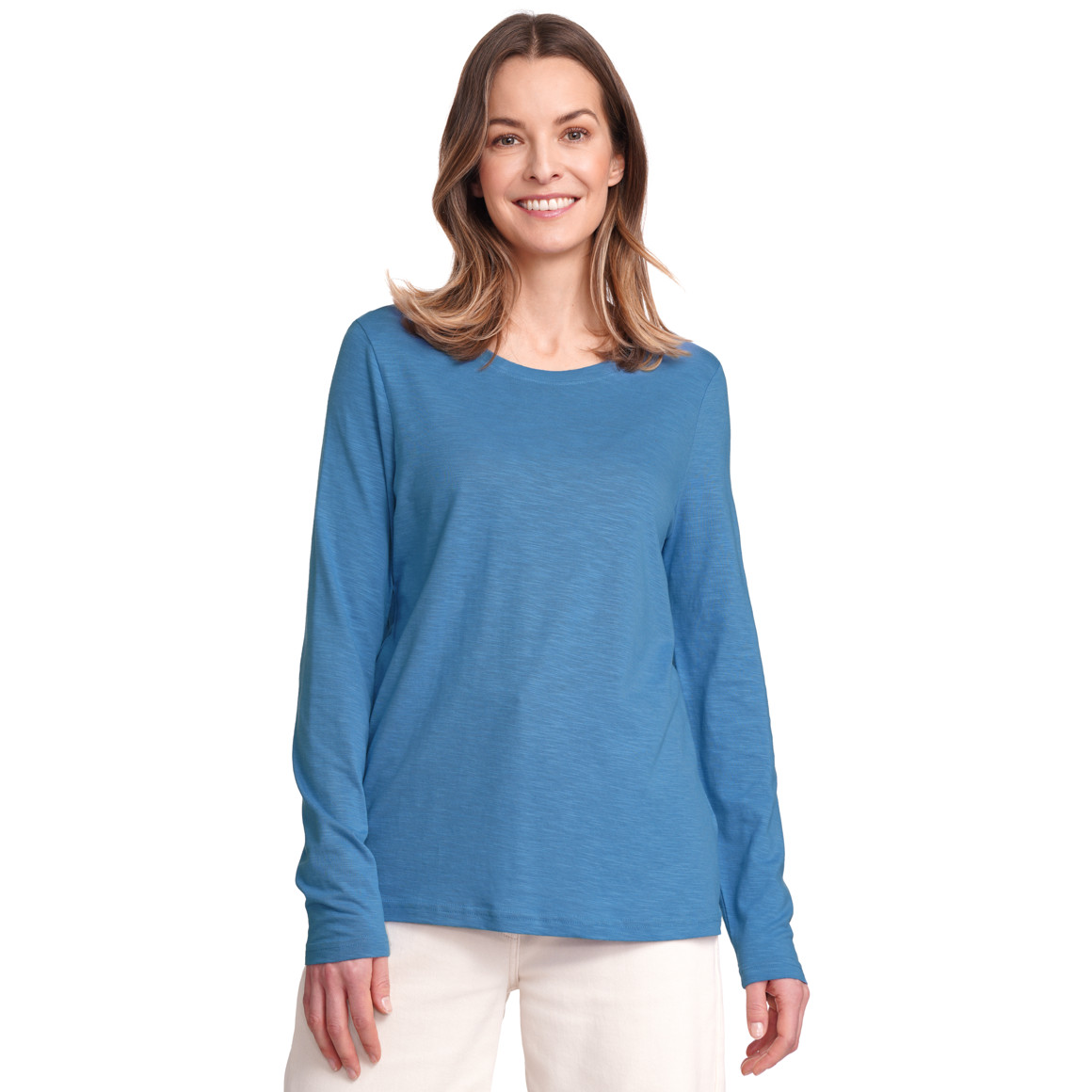 Gina Benotti Damen Langarmshirt unifarben blau