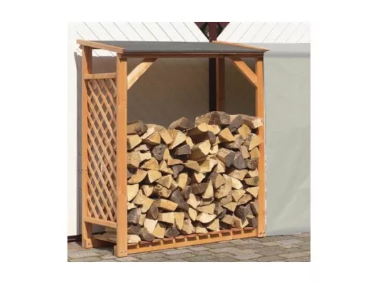 Extension abri bûches en bois coloris miel