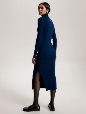 Vestido de malha midi canelado de corte justo