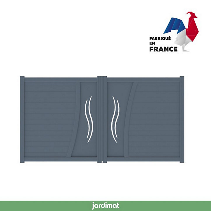 Portail Jardimat battant motorisé aluminium Emagny gris anthracite - 350 x h.180 cm