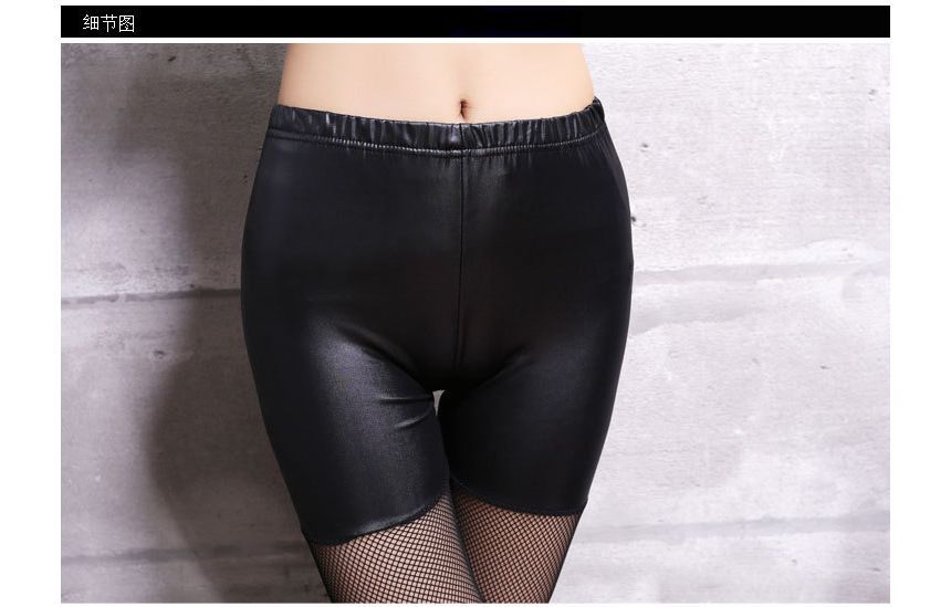 Loville - Legging van imitatieleer met visnetpaneel