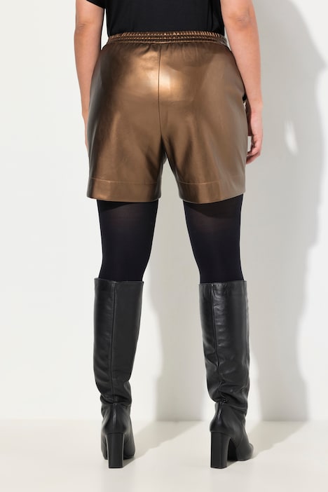Shorts, Lederoptik, weites Bein, Komfortbund