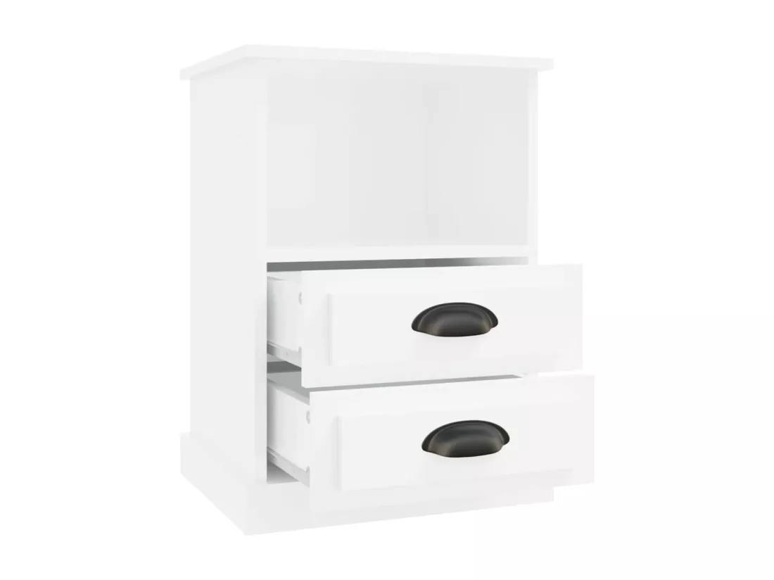 Tables de chevet 2 pièces blanc brillant 43x36x60 cm