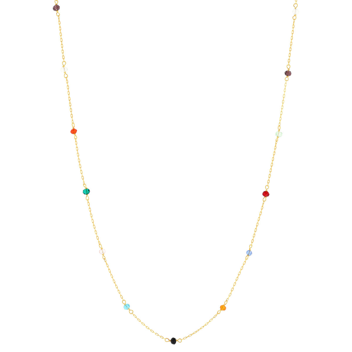 Collier or 375 jaune pierres synthétiques 45cm