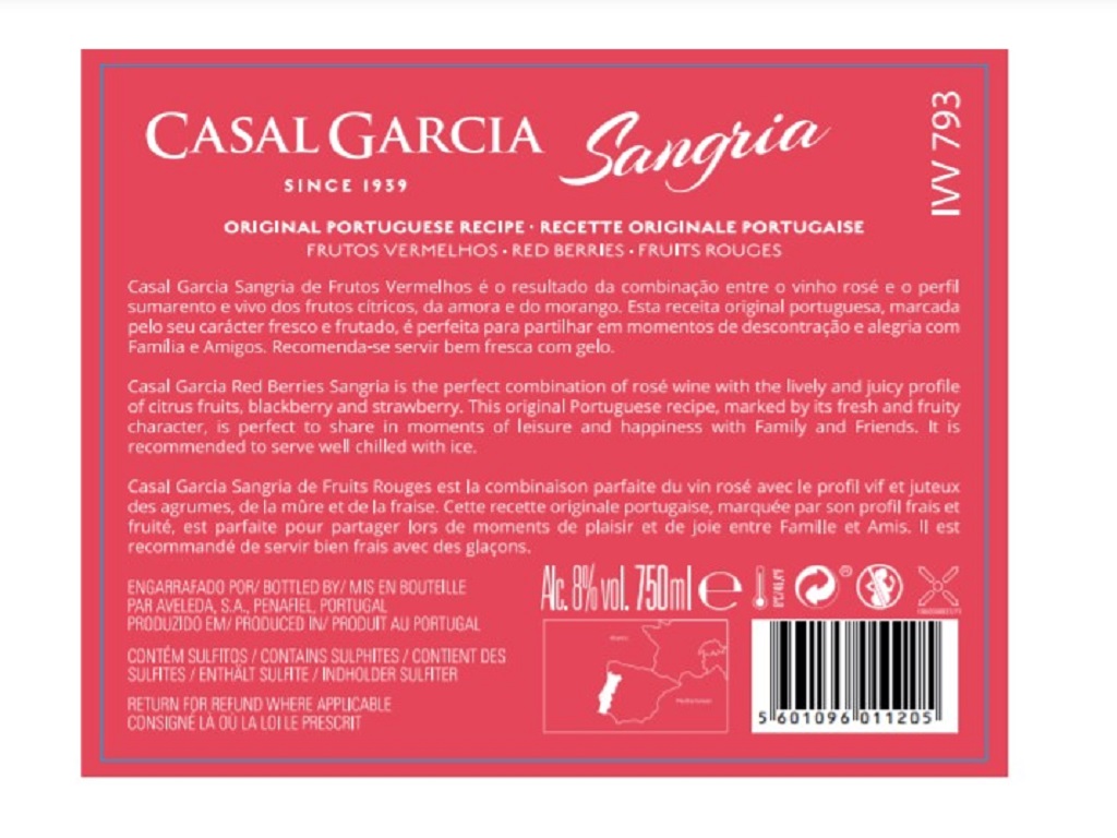 SANGRIA CASAL GARCIA FRUTOS VERMELHOS 2X0.75L MAIS COPO
