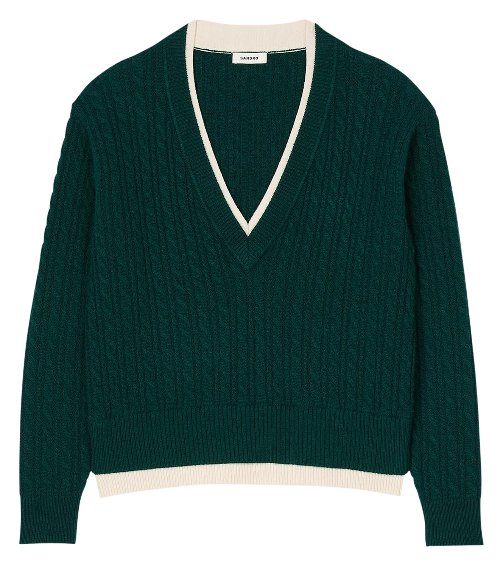 Pull trompe l'œil maille en laine et cachemire | Vert