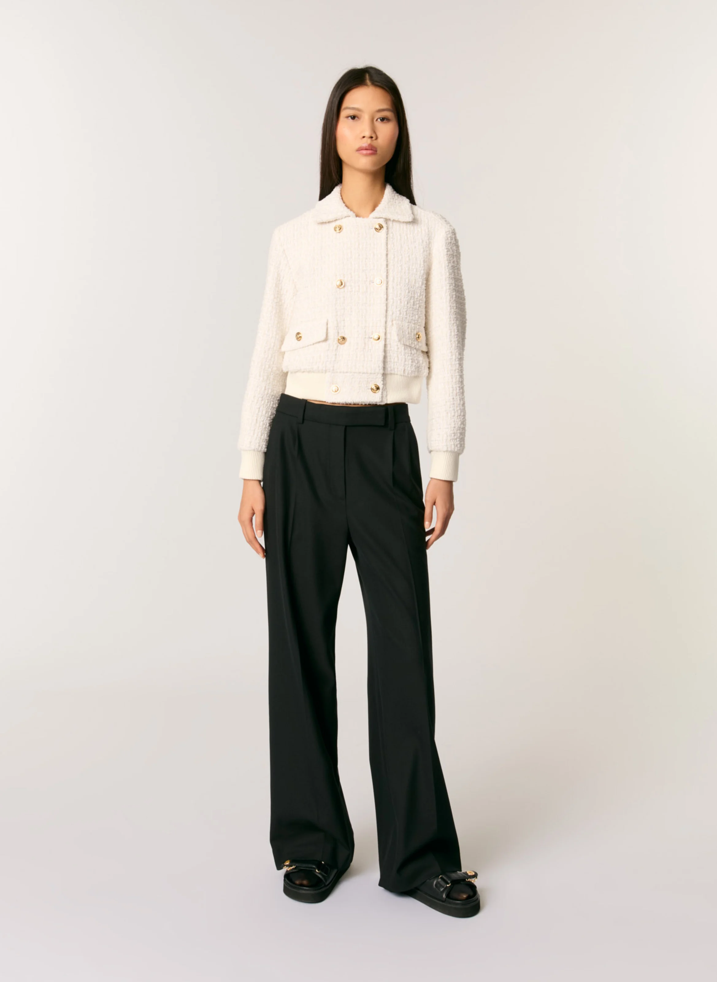 Blouson col classique en coton | Beige