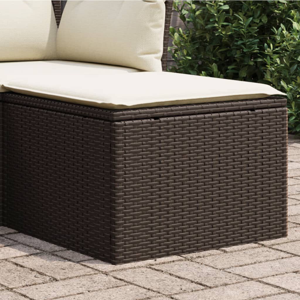 vidaXL Tuinkruk met kussen bruin 55x55x37 cm poly rattan