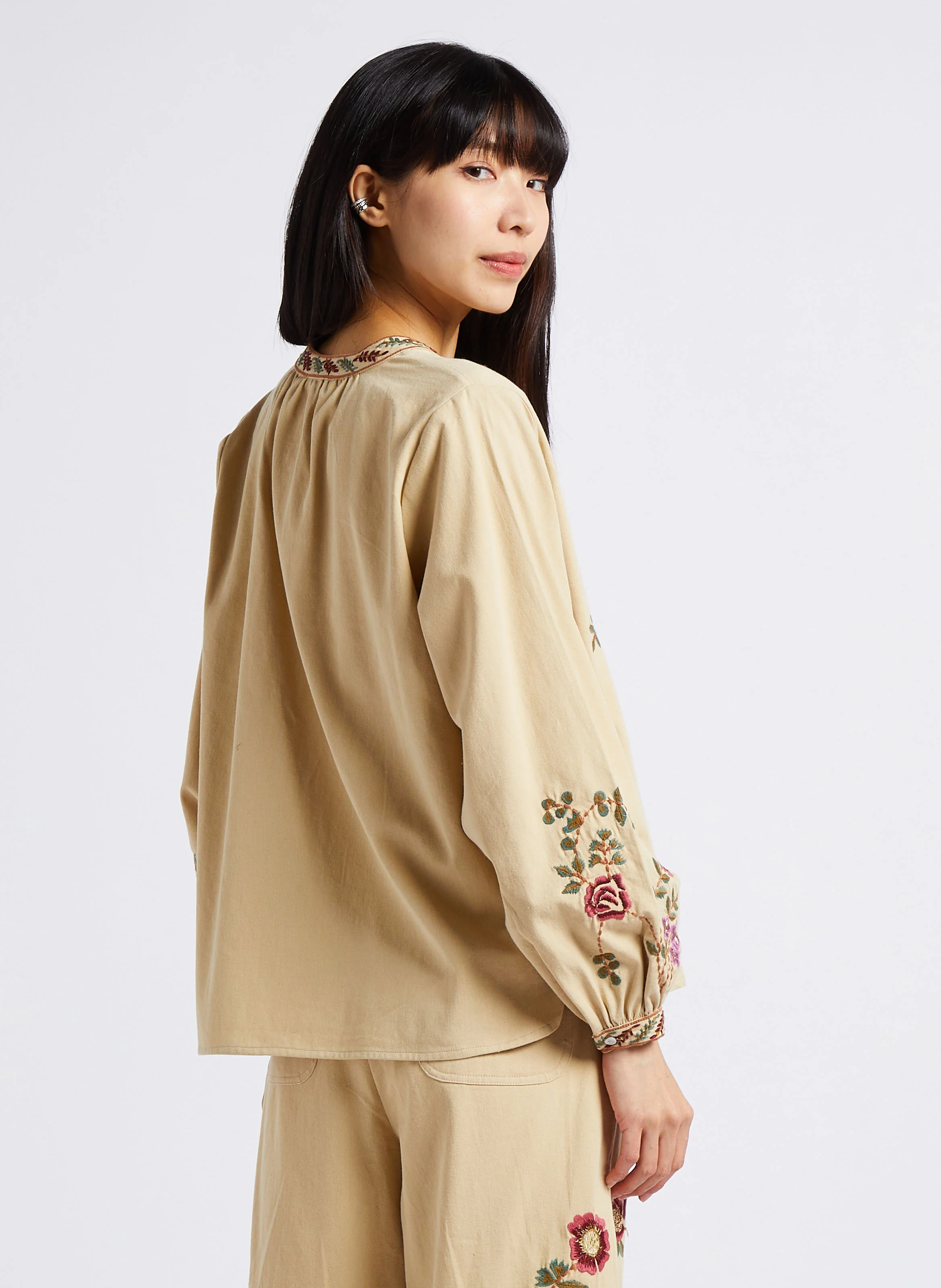 JULIETTE - Chemise brodée en coton bio | Marron