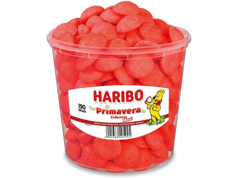 Haribo Gummibonbons Primavera Erdbeeren 150 Stück Feine Kaubonbons zum Naschen und Teilen