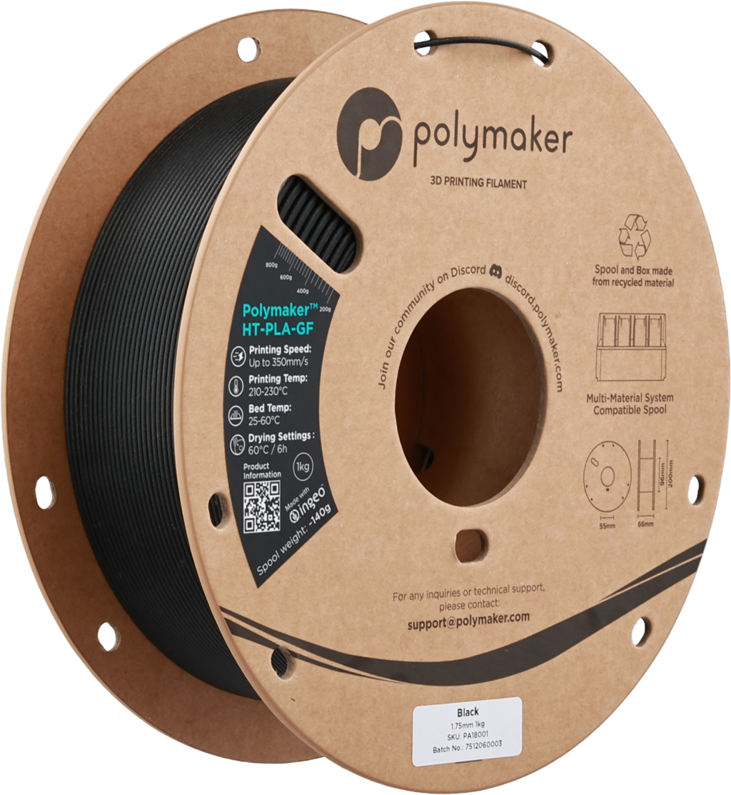 Polymaker  HT-PLA-GF Black, 1,75 mm / 1000 g    Hitzestabiles & temperaturbeständiges Hochleistungs-PLA für anspruchsvolle Anwendungen in Black