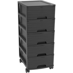 Module de classement STONE, A4, 5 tiroirs, PP, noir