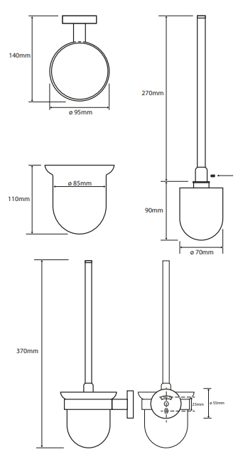 Sapho X-Round hangende toiletborstelhouder chroom