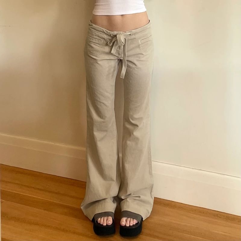 BrickBlack - Corduroy gebreide broek met lage taille en wijde pijpen
