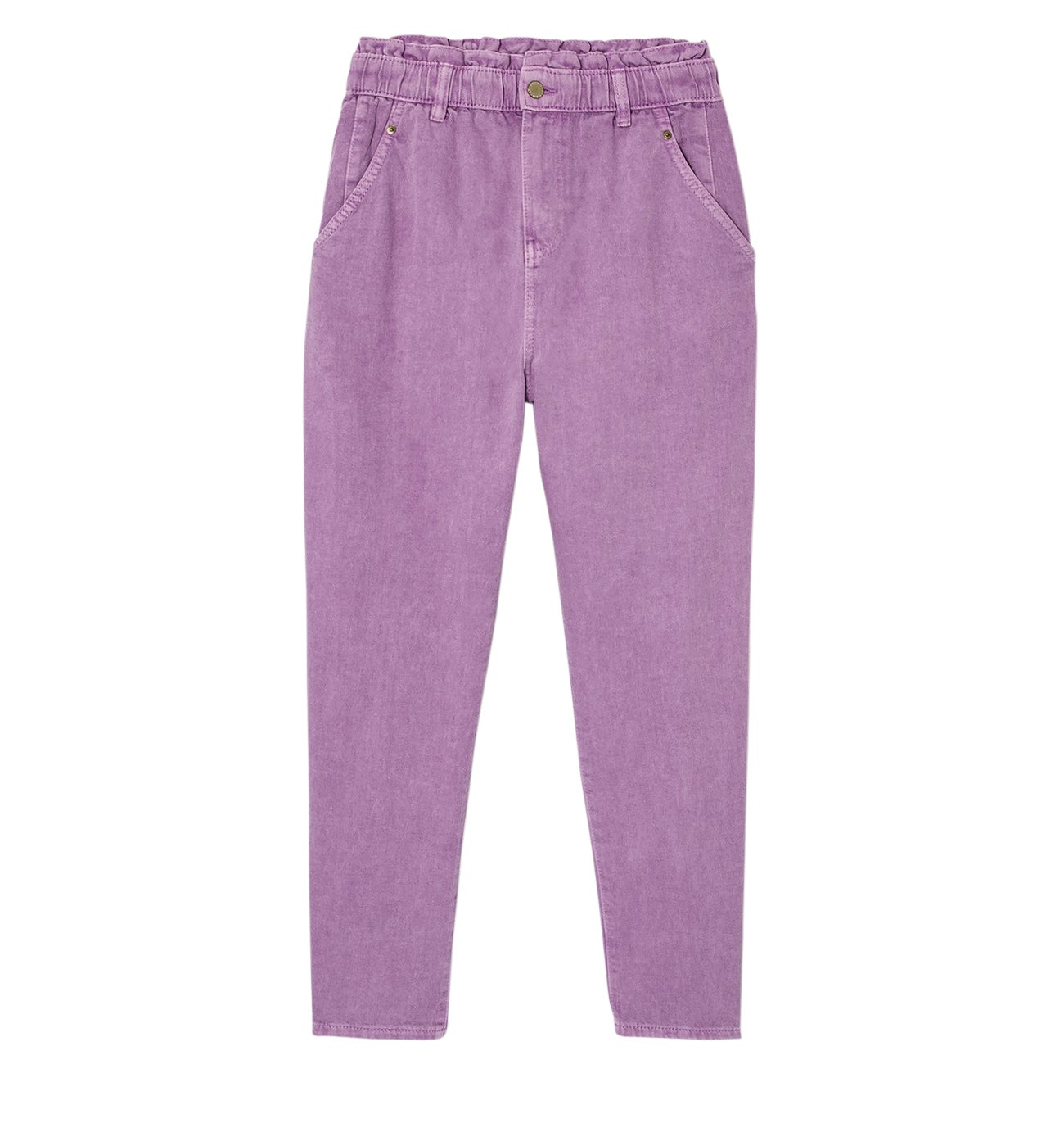 Jean ballon taille haute - Lilas clair