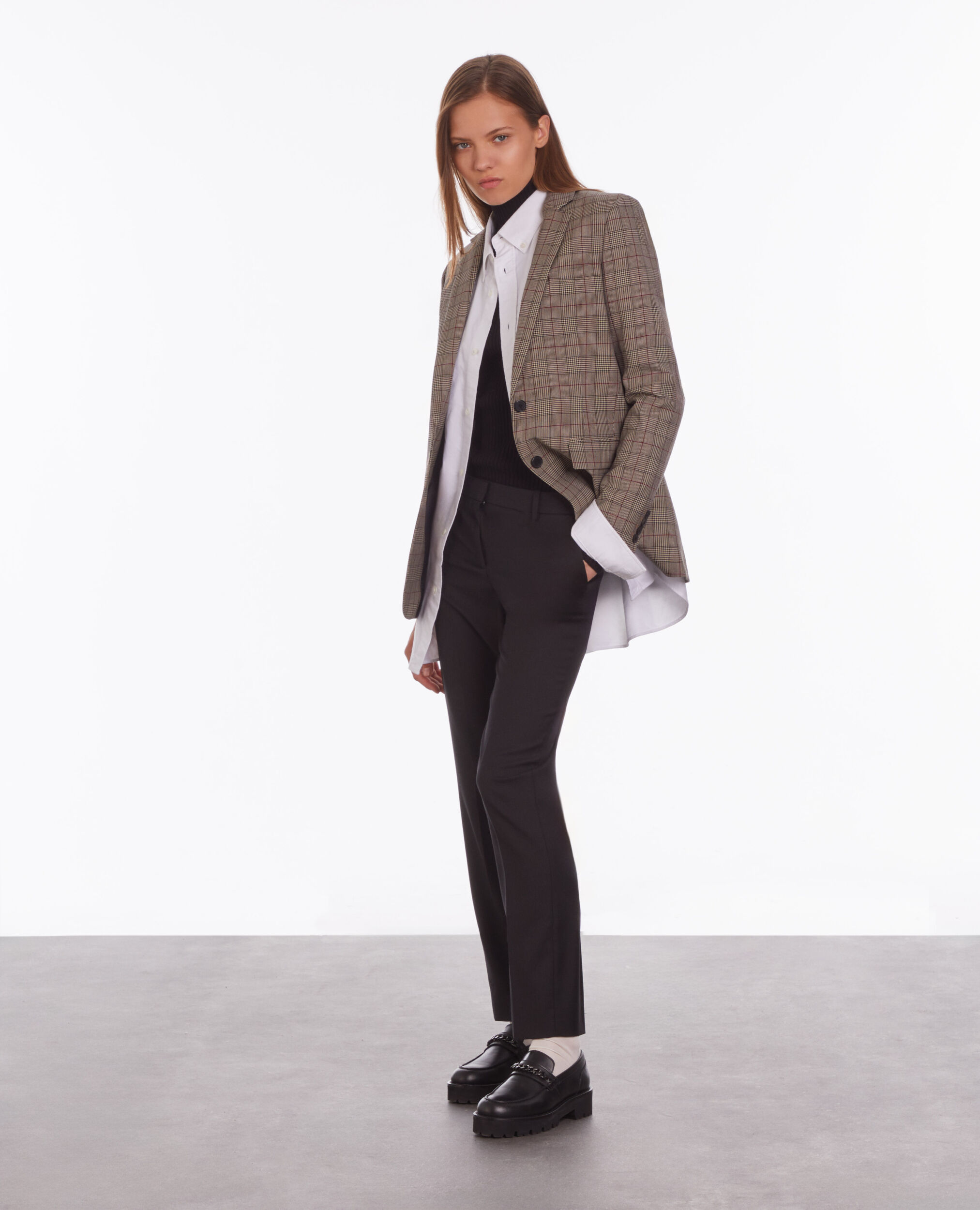 Blazer Prince de Galles beige et bordeaux