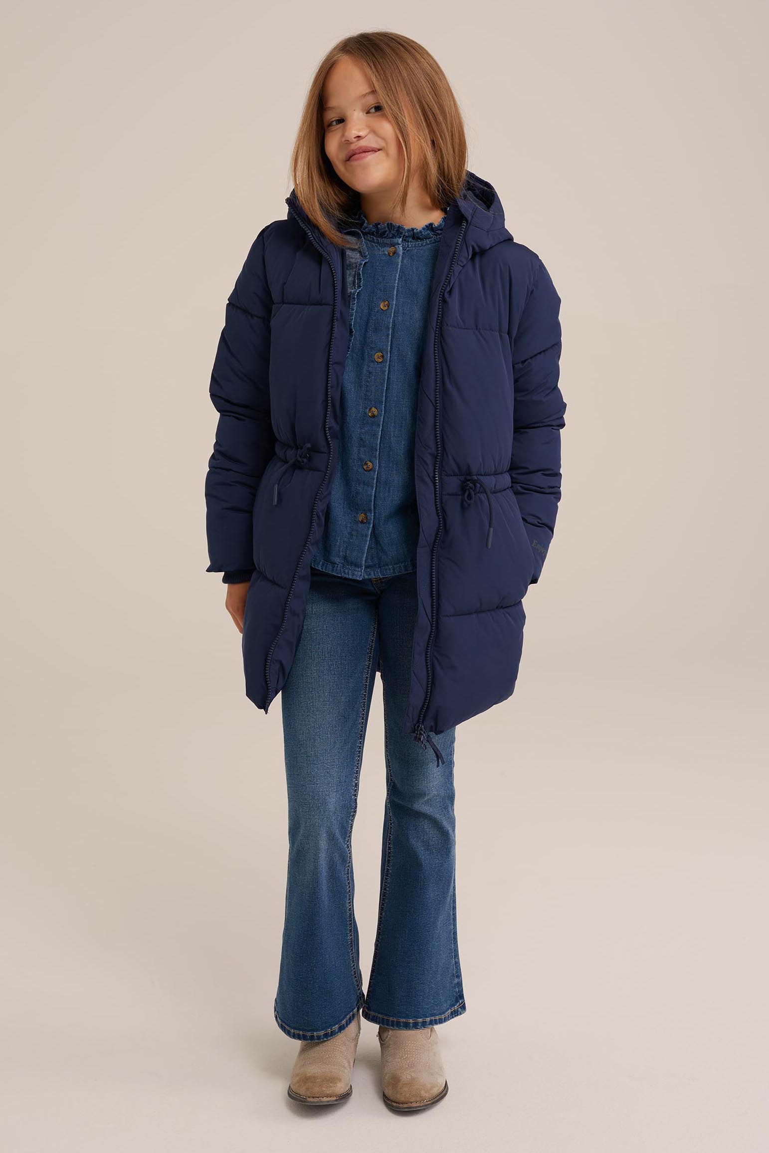 Meisjes gewatteerde puffer WE Fashion Donkerblauw