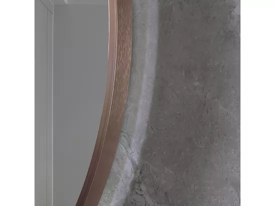 Miroir salle de bain LED rond 80cm anti buée avec cadre cuivré LB-4647RG