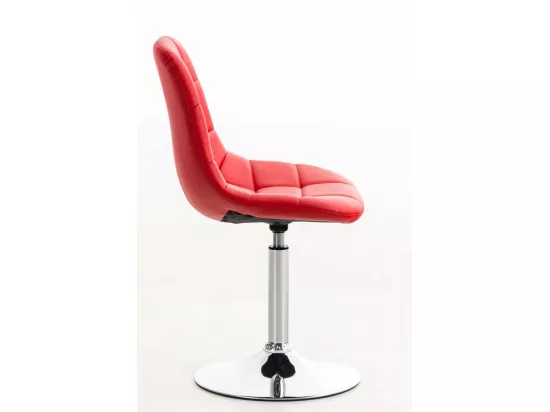 Chaise de bureau - Similicuir & Métal chromé - Rouge - Emil