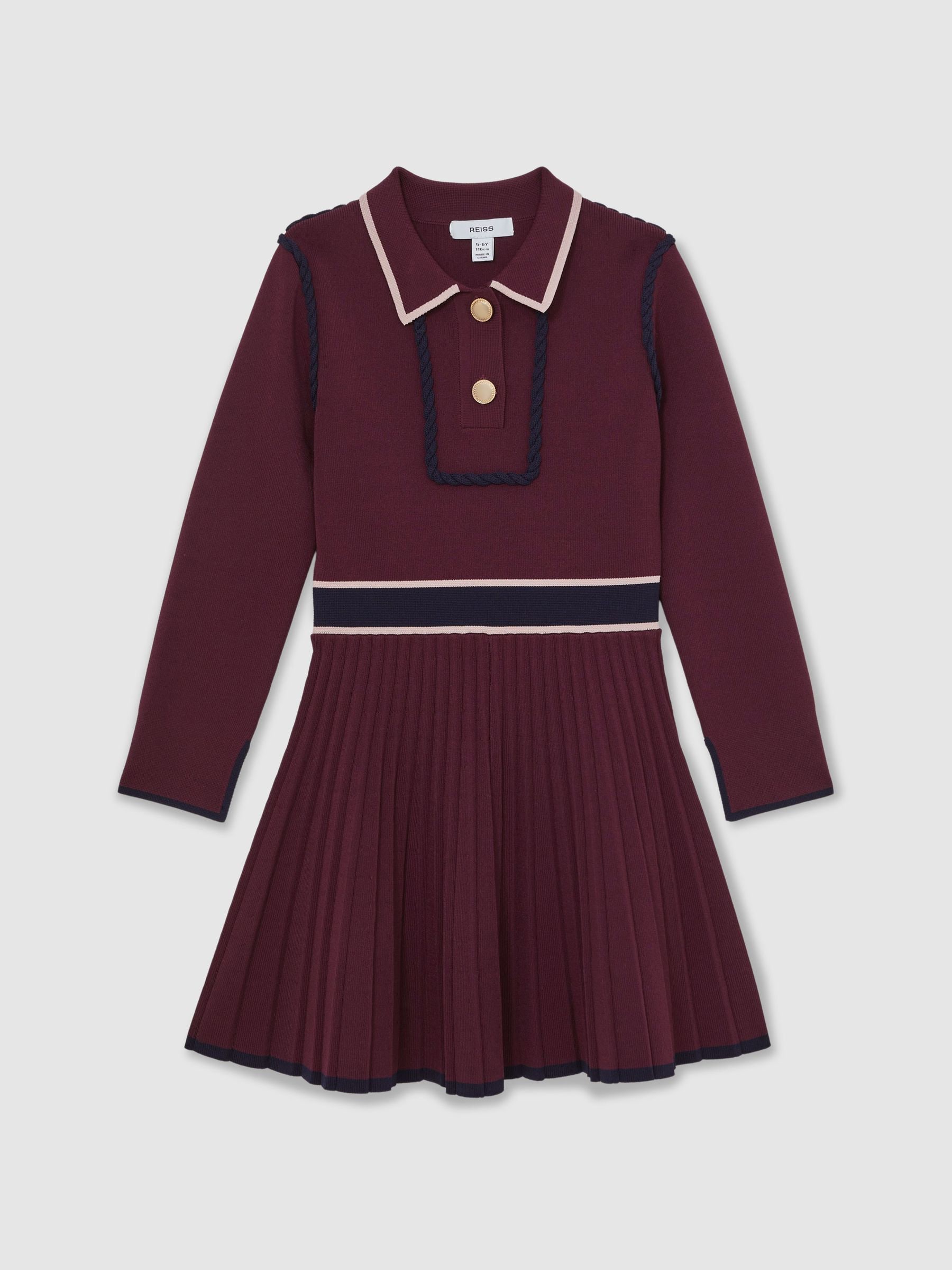 Paarsrood - Reiss Freya Piped Knitted Skater Dress
