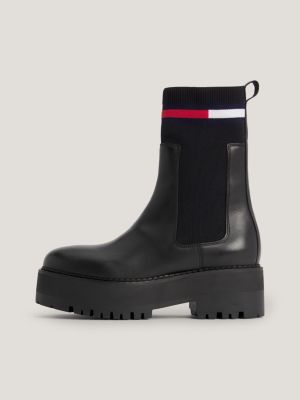 Botas Chelsea de plataforma em couro com sola de sola
