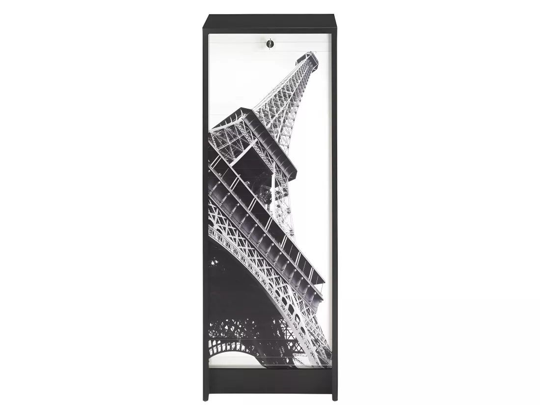 Classeur à Rideau Noir 5 Etagères Serrure L 37.8 H 103.8 P 38.4 cm - Coloris: Tour Eiffel 750 751
