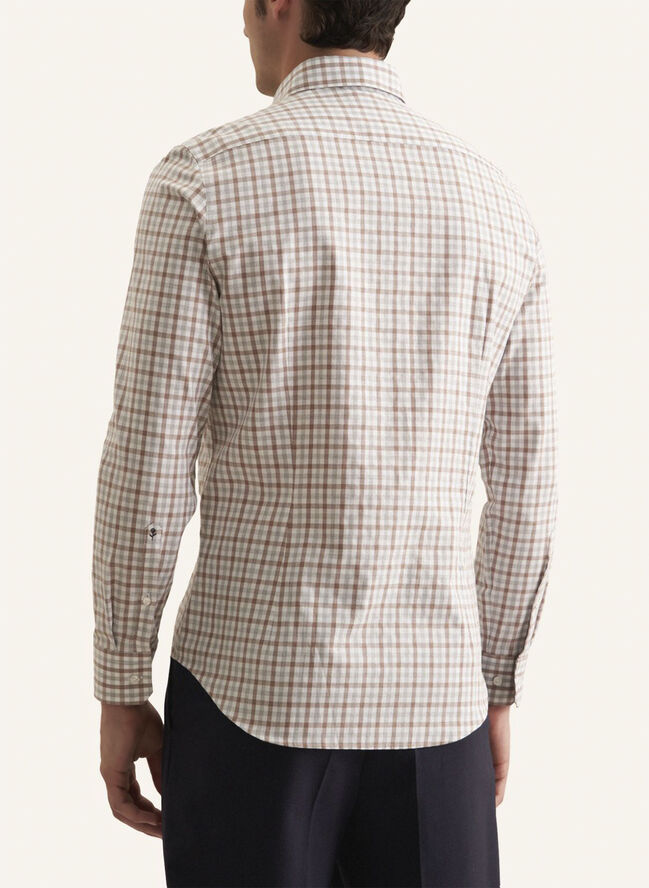 Seidensticker Flannel shirt Regular Long sleeve Button-Down-Collar Check Brown
