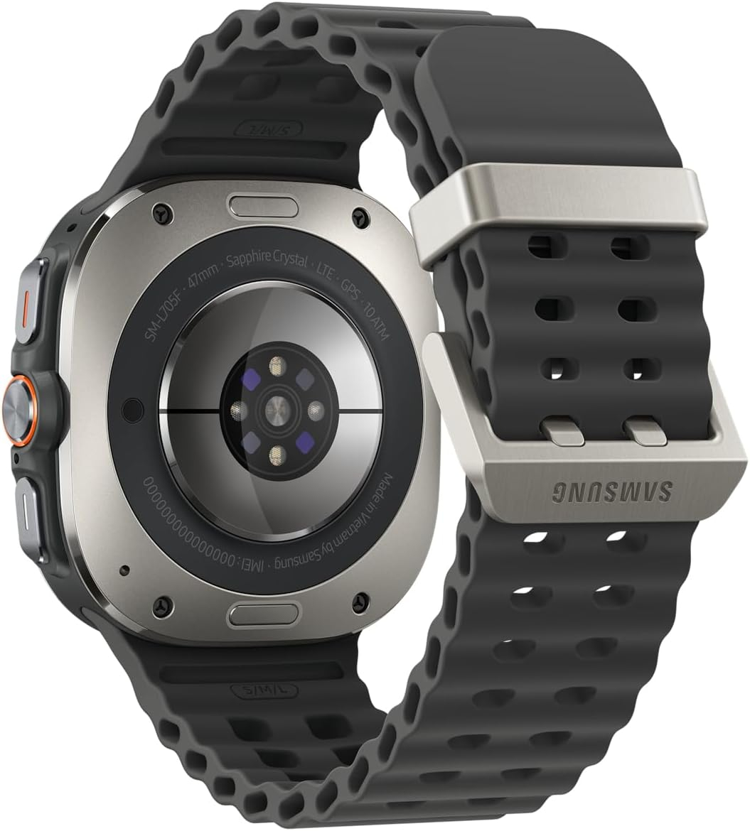 Galaxy Watch Ultra (47mm, 4G) Smart Watch mit Silikon Armband (SM-L705FZTAEUE) - Titanium Silver (Schwarz)