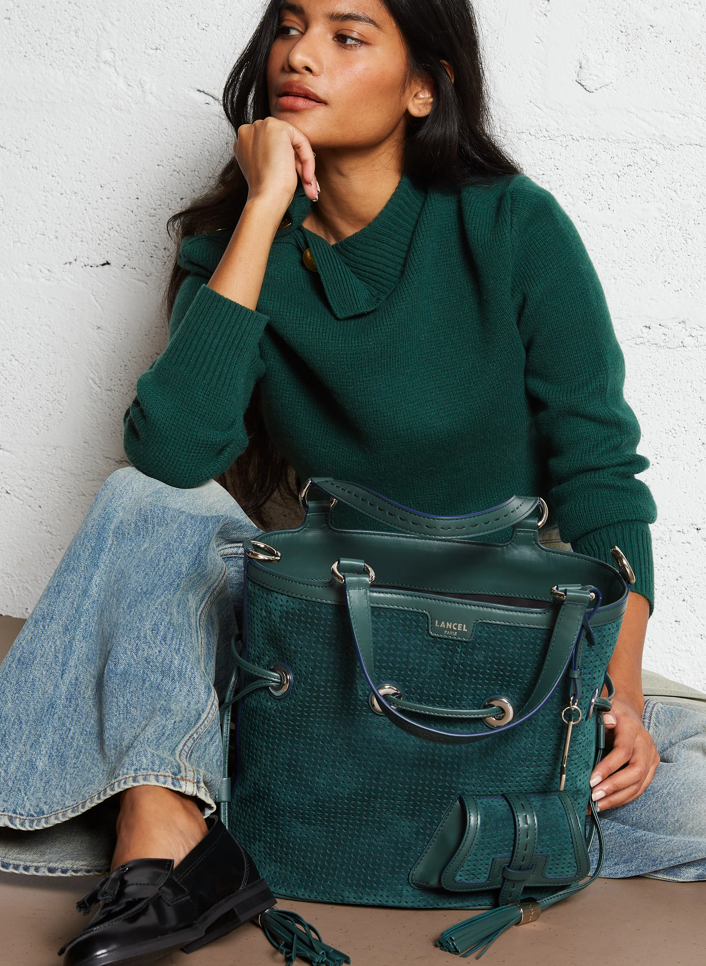 PREMIER FLIRT M - Sac seau en cuir | Vert