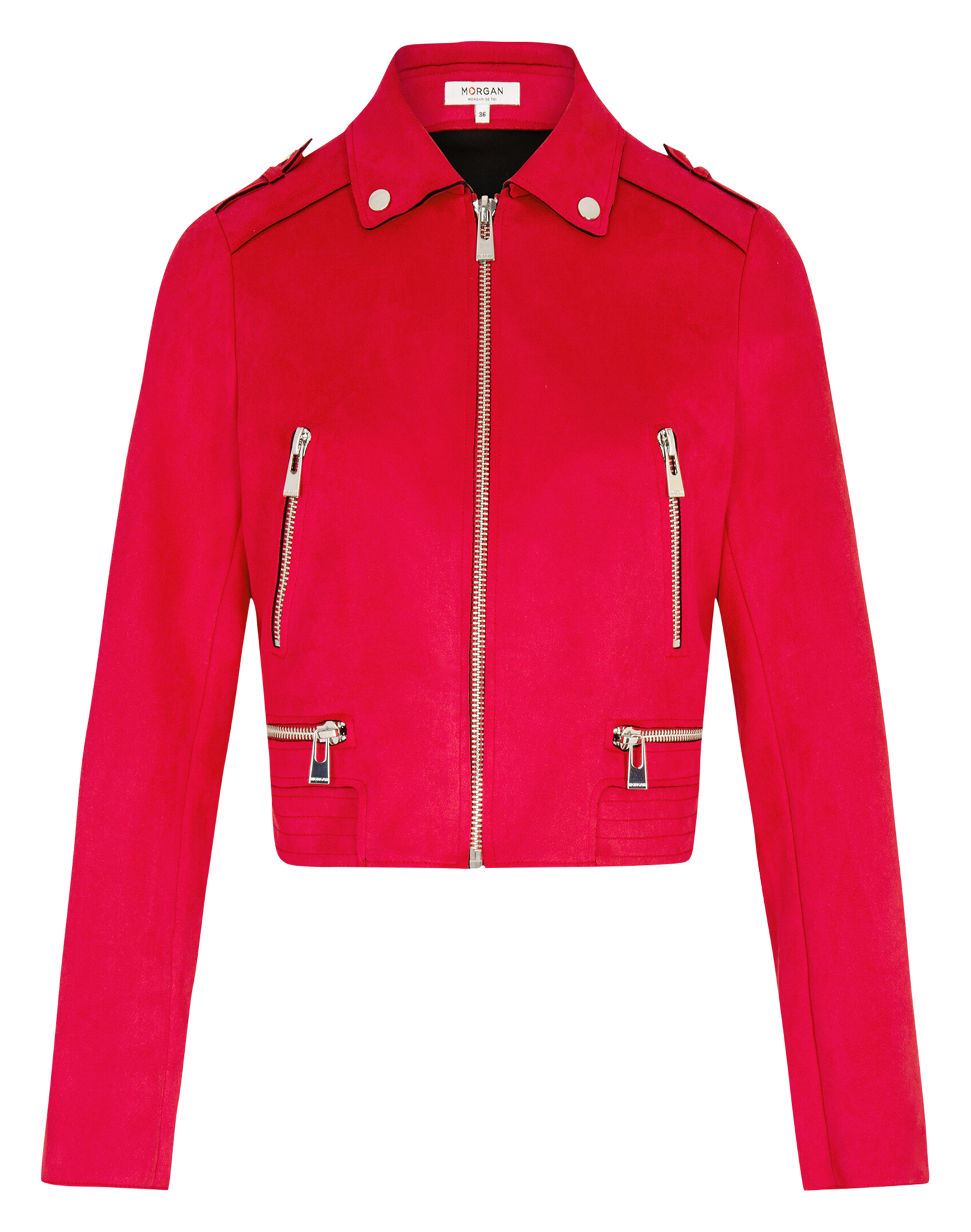 Veste blazer col classique aspect suédine| Rose