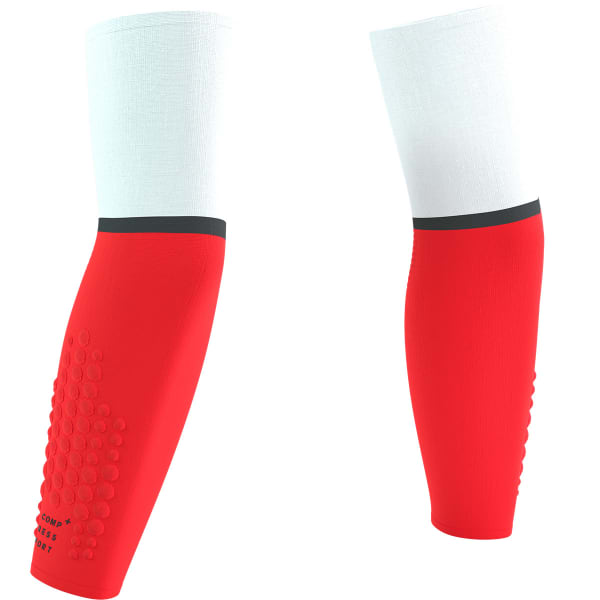 Manchon de compression COMPRESSPORT ARMFORCE ULTRALIGHT WHITE/FLUO RED