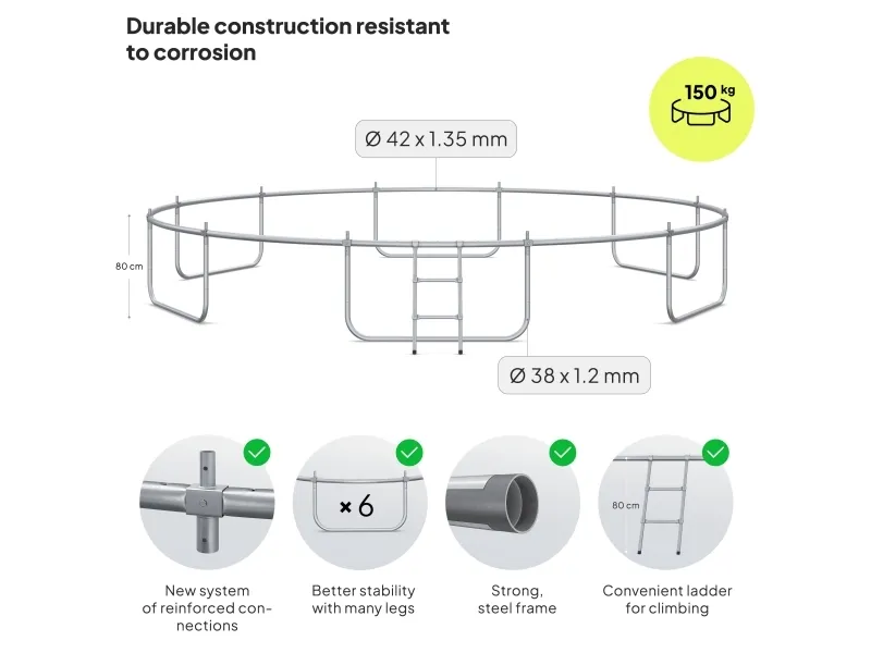 Zipro Trampolin med eksternt net 16FT 496cm   skopose