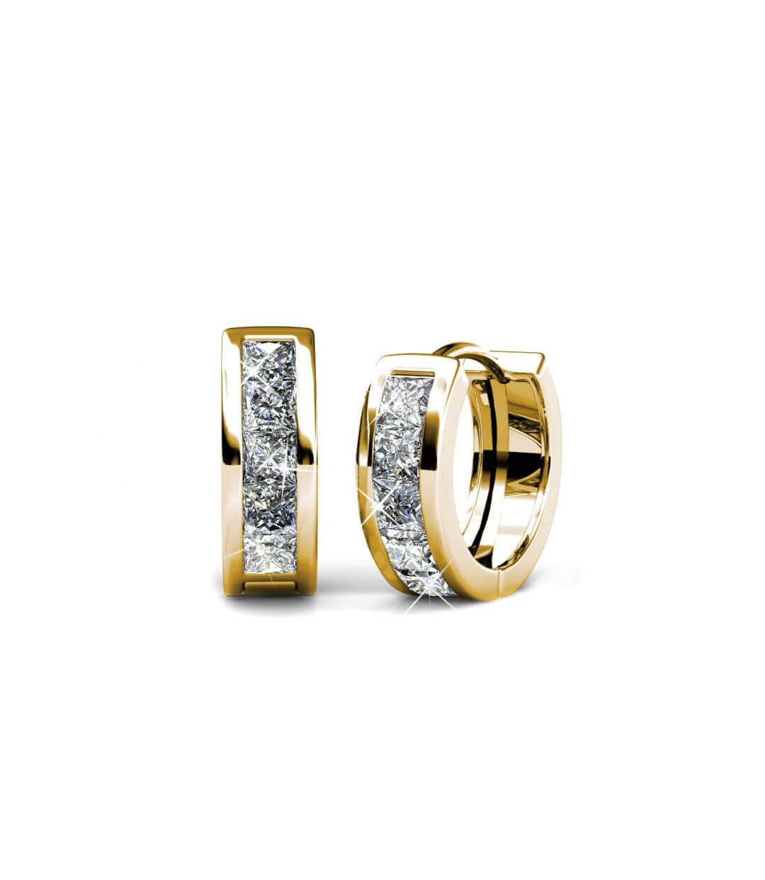 Boucles d'oreilles Square Hoop - Or Rosé et Cristal
