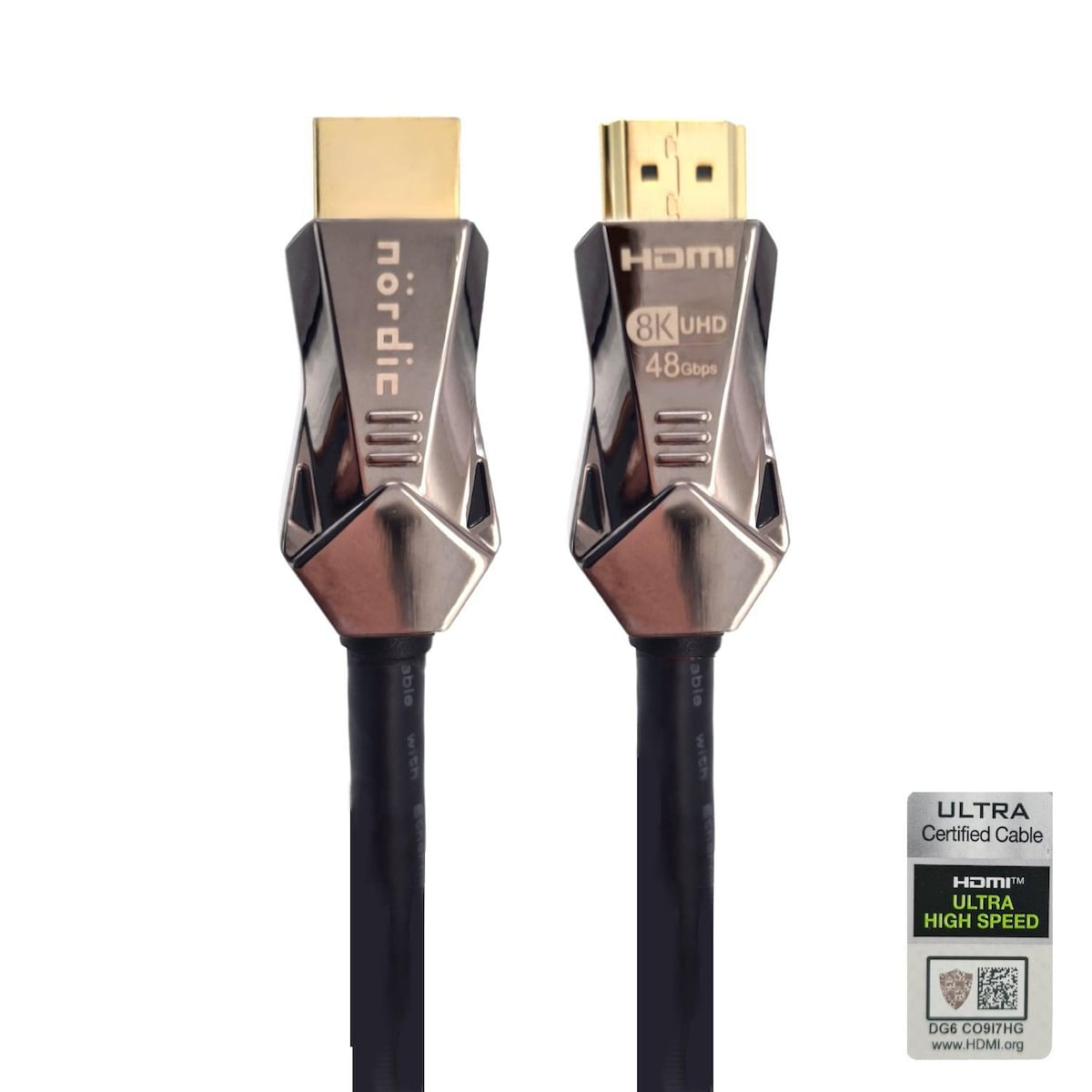 NORDIC-SERTIFISERT KABLER 5m Ultra High Speed ​​​​HDMI 2.1 8K 60Hz 4K 120Hz 48Gbps Dynamic HDR eARC VRR-kabel gullbelagt