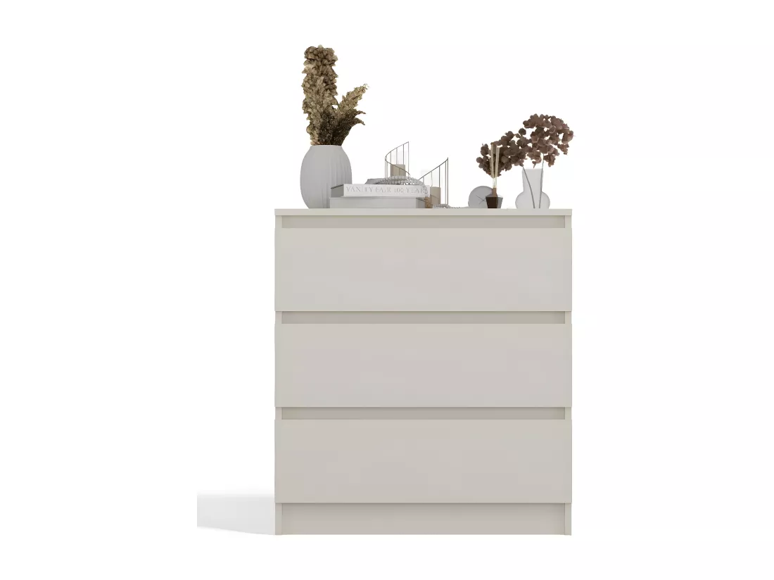 ASTER T3 | Commode chambre/bureau/salon 77x70x40 / 3 tiroirs Beige | Meuble de rangement moderne Chiffonier Style Scandinave | Dressing