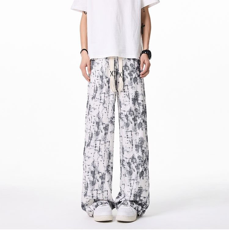Priam - Tie Dye broek met trekkoord in de taille en rechte pijpen