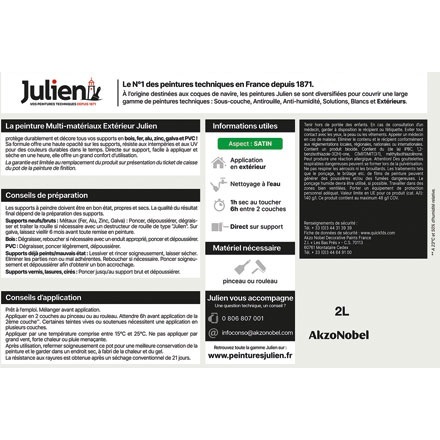 Peinture 2 L Extérieur Multi-matériaux - Blanc RAL9003