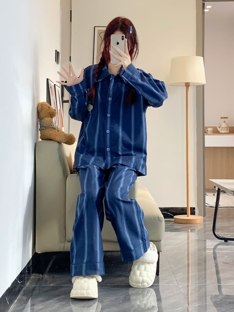 GOUB - Pyjamaset: gestreepte top met lange mouwen + broek