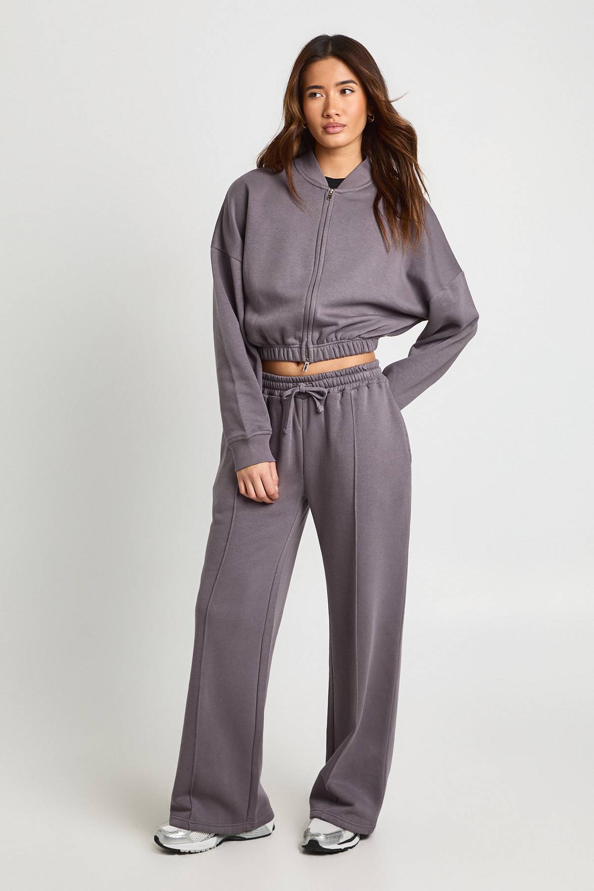 boohoo Survêtement Jambes Droites avec Bomber à Fermeture Éclair