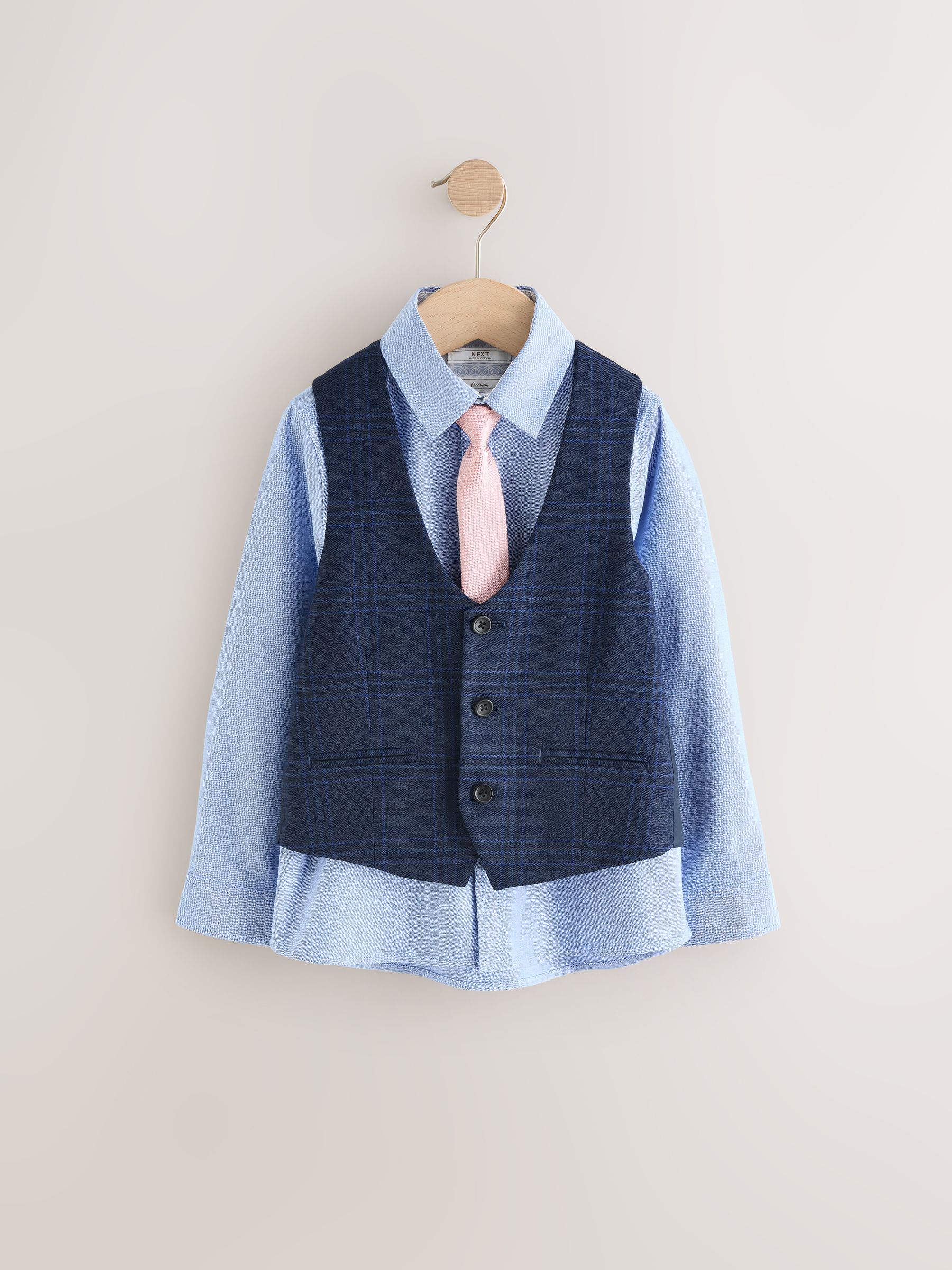 Blauw/marine - Set met gilet, overhemd en stropdas (12mnd -16jr)